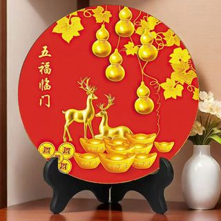 Tranh Trang Trí Trang Trí Phòng Khách Tủ Tivi Tủ Tết Nguyên Đán Nhân Vật Fu Ngôi Nhà Thịnh Vượng Quà Tặng Năm Mới Trang Trí Nhà Cửa 25.12.2