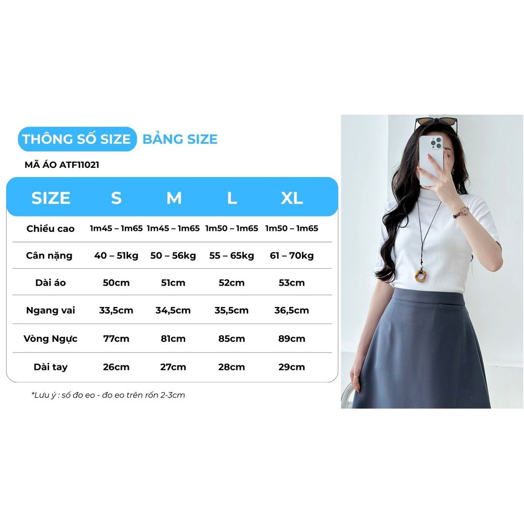 Áo Thun Nữ Cổ Lọ GUMAC Tay Lửng Form Slim Ôm Chất Cotton Borip 4C Co Giãn Thoải Mái ATF11021