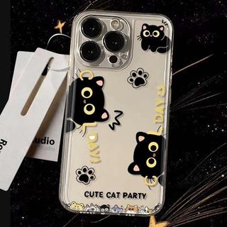Ốp Điện Thoại Mèo Đen Dễ Thương Cho Samsung Galaxy M32 M21 M21S M14 M13 A22 A22S A21S A20S A16 A15 A14 A13 A12 A11 A04S 4G 5G Vỏ Hoạt Hình Đơn Giản Vỏ Mềm Trong Suốt