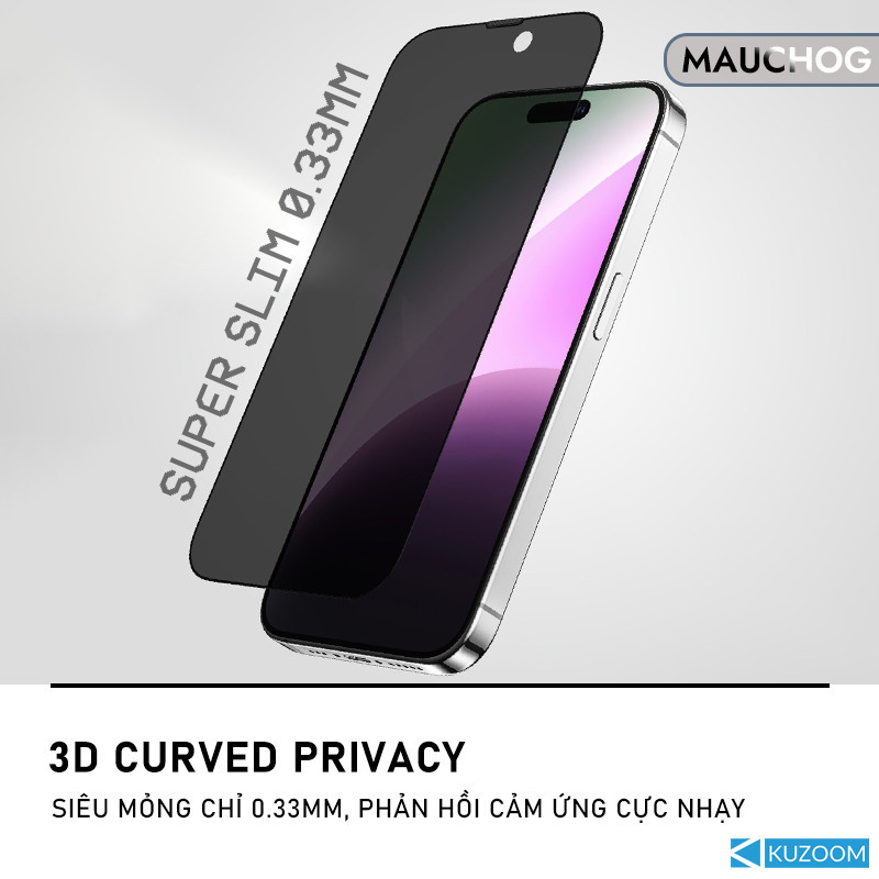 Kính Cường Lực Kuzoom Chống Nhìn Trộm Siêu Mỏng Cho Điện Thoại iPhone 17 Pro Max 16 15 13 12