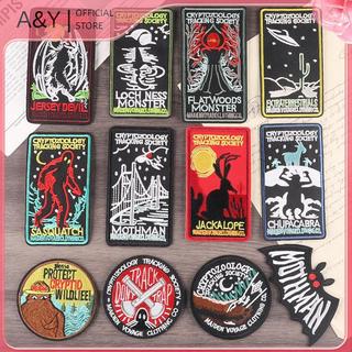 A & Y Cryptozoology - Huy hiệu thêu sắt hình quái vật Mothman ngoài hành tinh cho áo khoác nam