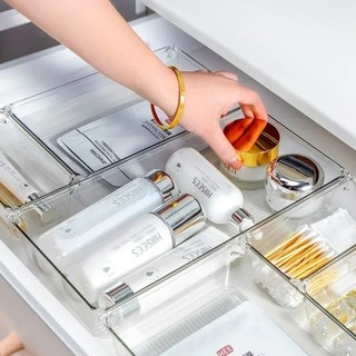 Khay sắp xếp ngăn kéo trong suốt bằng nhựa - Hộp lưu trữ có thể xếp chồng lên nhau chống trượt Nhà tổ chức