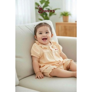 Bộ bánh bèo tay phồng bé gái dễ thương Bunnybaby chất thun lạnh ice cool mềm mát mịn cho bé 4-15kg
