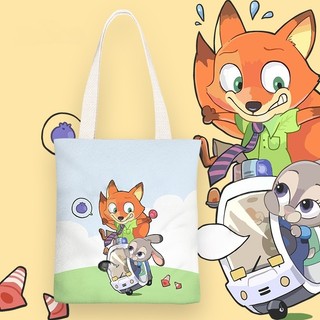 GC2 Zootopia Nhân Vật Hoạt Hình Phổ Biến Túi Xách Vải Cho Nữ Túi Đeo Vai Thời Trang Có Dây Kéo CG2
