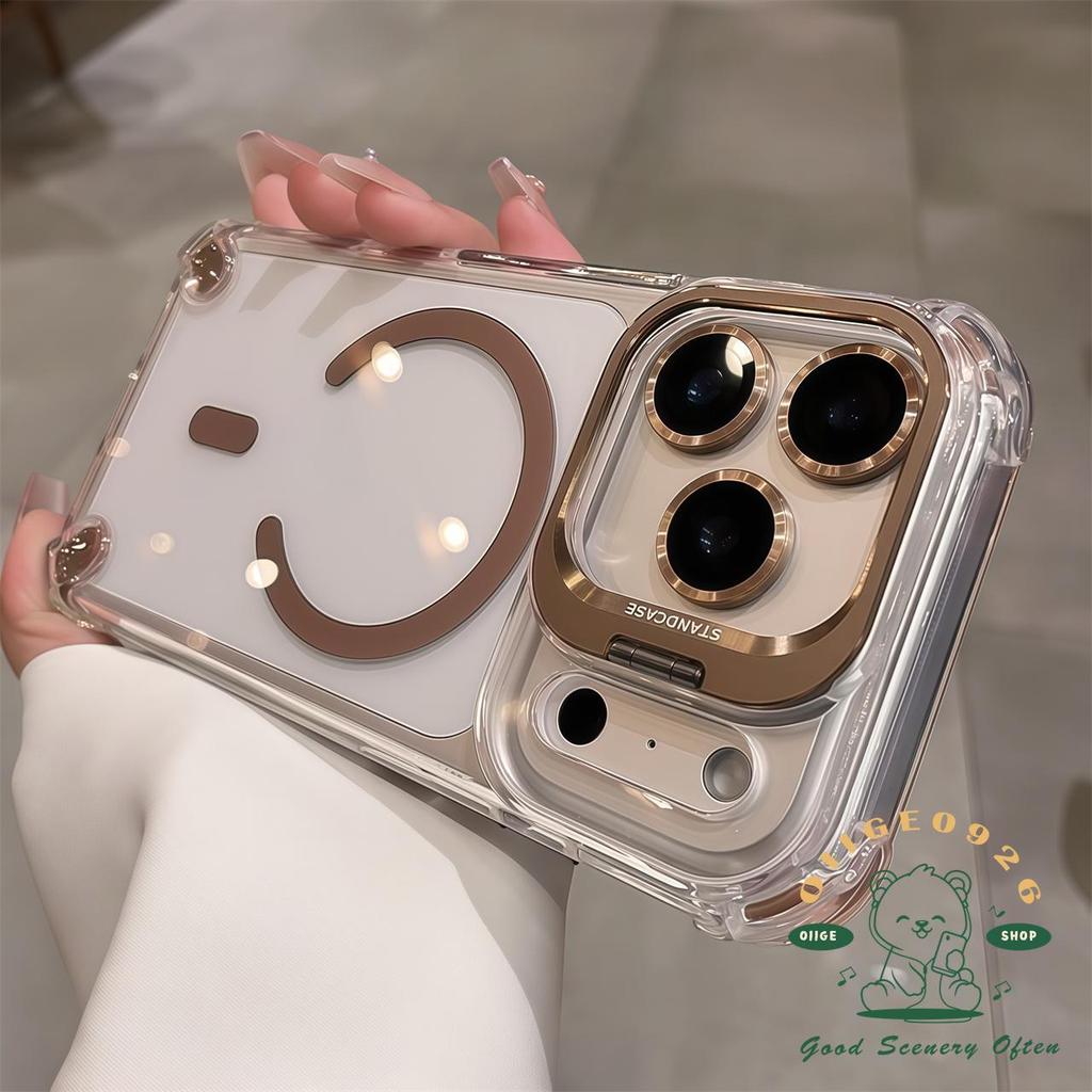 【 Ốp lưng IPhone17 】 Giá đỡ túi khí màu cam Vỏ điện thoại từ tính Iphone17 Pro Max 16 15 14 13 12 11 Vỏ cho vỏ IPhone Vỏ mềm silicon TPU chống sốc