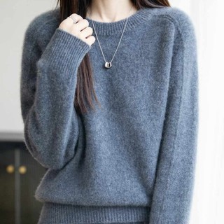 Áo Len Cổ Tròn Dài Tay Áo Len Nữ Thu Đông Áo Chui Đầu Top Loo