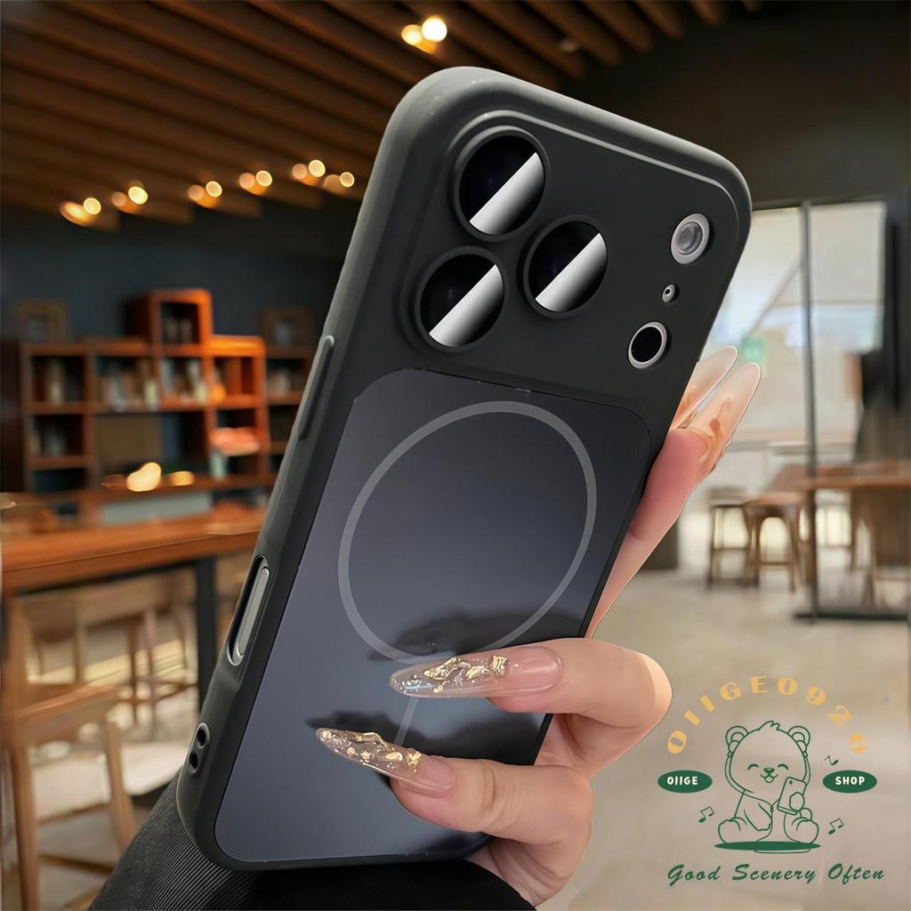 【 Ốp lưng iPhone17 】 Vỏ điện thoại từ tính mờ dạng lỏng màu cam iphone17 Pro Max 16 15 14 13 12 11 cho vỏ iPhone Vỏ mềm silicon TPU chống sốc