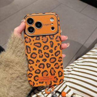 Ốp điện thoại in hình con báo màu cam cửa sổ lớn cho iPhone 17 16 15 14 Pro Max chống sốc bảo vệ camera chống rơi mặt sau mềm