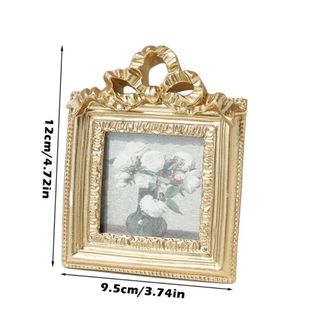 Khung ảnh AWNGD, Thiết kế nơ Giá đỡ ảnh bằng nhựa, Trang trí máy tính để bàn sáng tạo Giá đỡ trưng bày ảnh vàng Trang trí nội thất