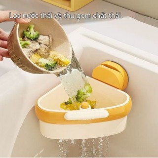 Giỏ Lọc Rác Bồn Rửa Chén Hình Tam Giác Hút Chân Không Gắn Bồn Rửa Bát Không Cần Khoan Siêu Tiện Dụng