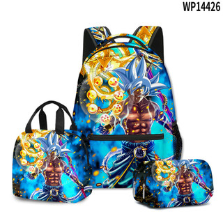 3D Xuyên Biên Giới Phong Cách Mới Anime Goku Dragon Ball Dragon Ball Siêu Học Sinh Túi Ba Lô Túi Ăn Trưa Hộp Đựng Bút Chì Bộ Ba Mảnh