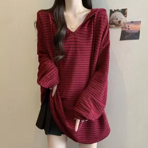 Áo thun dài tay sọc Hàn Quốc, dáng rộng và thon gọn, phù hợp mùa thu