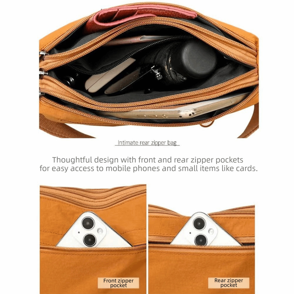 Túi đeo vai WOAY, Túi đeo chéo Nylon dung tích lớn, Dây kéo siêu nhẹ có thể điều chỉnh Dây đeo rộng Túi xách nữ dành cho nữ