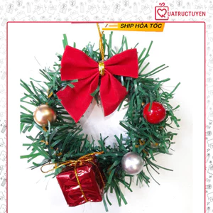 Vòng nguyệt quế Noel mini 7cm có dây treo trang trí giáng sinh