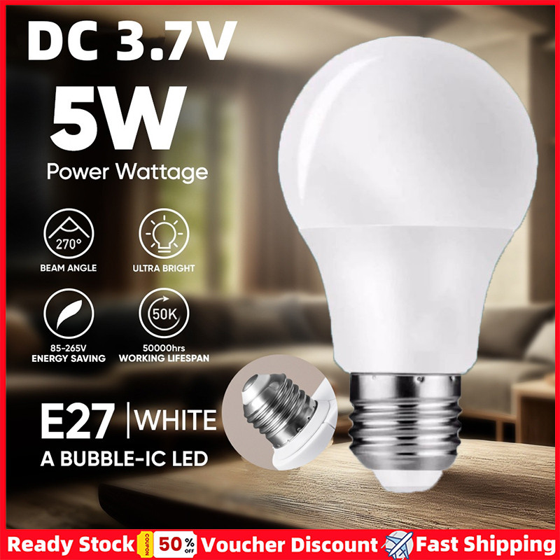 3 Bóng Đèn Mini 5W DC 3.7V Điện Áp Thấp E27 Bóng Đèn Trắng Bóng Đèn LED Tiết Kiệm Năng Lượng Để Trang Trí Bàn Làm Việc Phòng Gia Đình