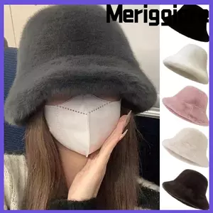 Mũ ngư dân MERIGGIARE, Mũ lông mùa đông tuần hoàn đầu lớn, Mũ bông tai màu trơn ấm áp dễ thương Mùa hè