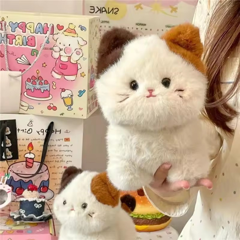20cm Tricolor Mèo Sang Trọng Đồ Chơi Dễ Thương Sang Trọng Sanhua Mèo Búp Bê Ngủ Bạn Gái Sinh Nhật Bàn Quà Tặng Với Mèo Con Đồ Chơi Búp Bê