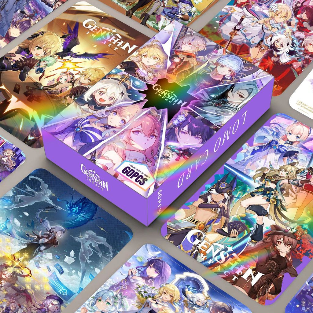 60 chiếc Manga Manhwa Animation Haikyuu!! Laser Hologram Lomo Cards Genshin Demon Slayer Photocards Kamado Tanjirou Nezuko Agatsuma Zenitsu Bưu thiếp ba chiều YM
