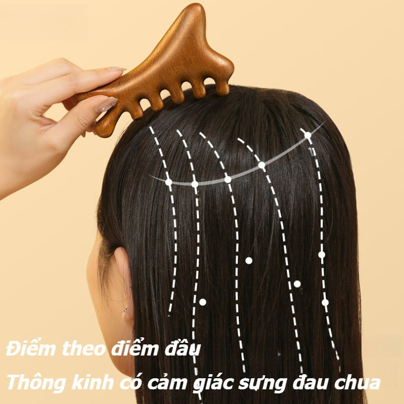 Lược Massage 4 Trong 1 Bằng Gỗ Đàn Hương - Mát Xa Da Đầu, Giảm Tĩnh Điện, Giảm Căng Thẳng Thần Kinh Và Mệt Mỏi
