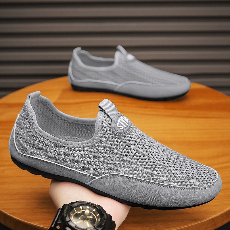Giày Nam Mùa Hè Rỗng Lưới Thoáng Khí Mỏng Phong Cách Lái Xe Dạo Phố Giày Lưới Nam Slip-On Thể Thao Thường Ngày Đậu Hà Lan Giày Hợp Thời Trang JU8P