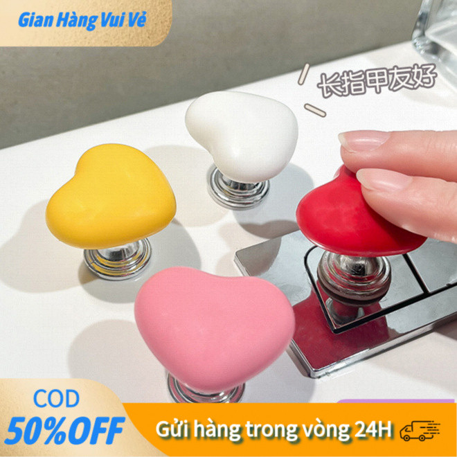 Nút Dán Nhấn Xả Nước Bồn Cầu Hình Trái Tim Tiện Lợi, Nhựa Bền, Màu Hồng Đỏ Trắng, Nâng Cao Trang Trí Nhà Vệ Sinh, Chất L