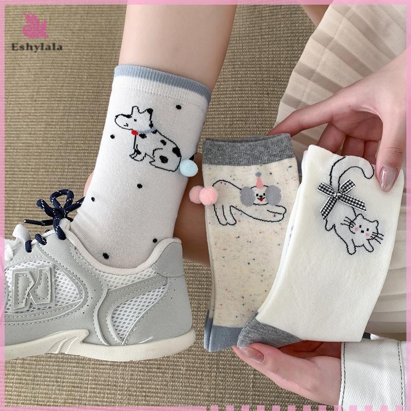 Mùa Xuân Mùa Hè Nữ Động Vật Mới Chú Chó Đáng Yêu Giữa Ống Làm Đẹp Thời Trang Hàn Quốc Phong Cách Học Viện Không Xương Cọc Tất Cotton Nguyên Chất Nơ [MỚI]