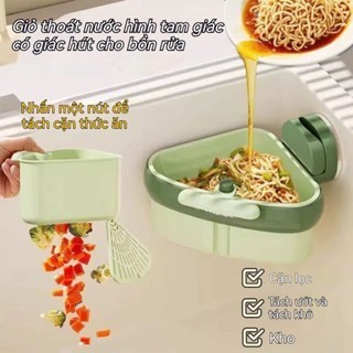 Giỏ Lọc Rác Bồn Rửa Chén Hình Tam Giác Hút Chân Không Gắn Bồn Rửa Bát Không Cần Khoan Siêu Tiện Dụng