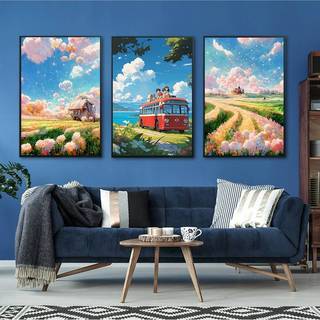 Tranh canvas phong cảnh Anime phong cách Miyazaki - Nghệ thuật treo tường thẩm mỹ cho phòng khách, Tranh tường vải chữa bệnh cho phòng trẻ em & đầu giường phòng ngủ