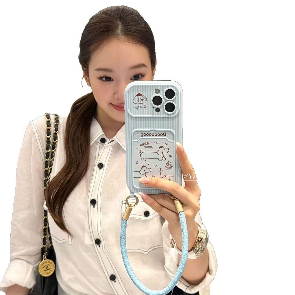 Sọc Xanh Thích Hợp Cho Chó iPhone17PROMAX Ốp Điện Thoại 16 Phong Cách Mới 15pro Silicon Mềm Ốp Lưng Tay
