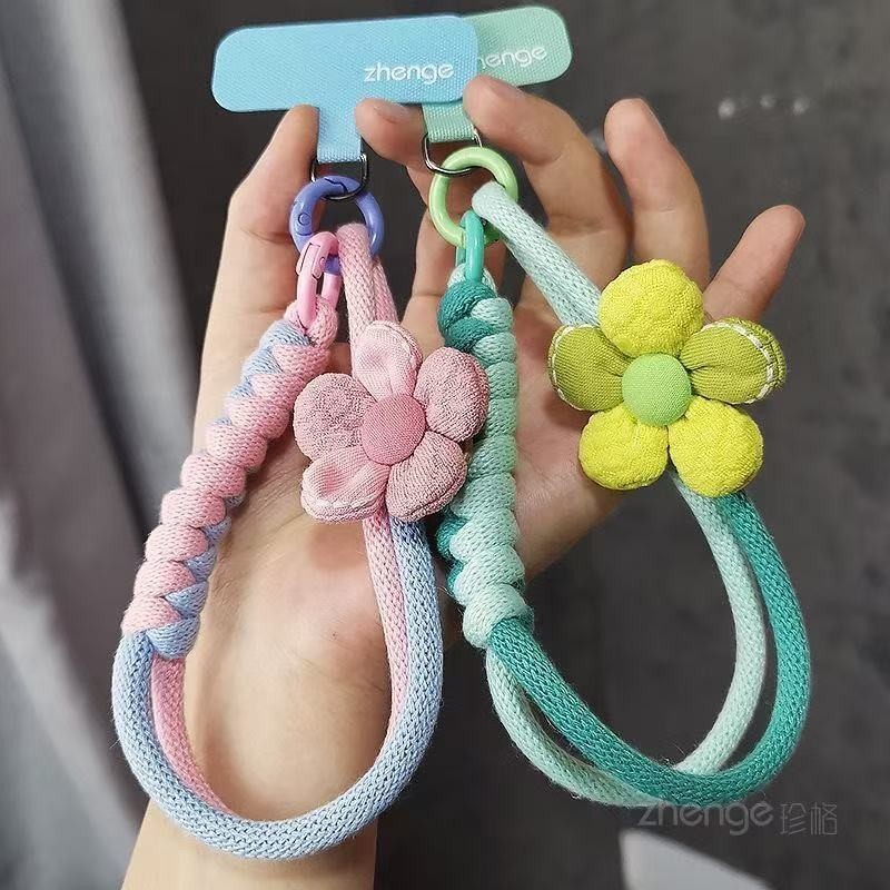Hoa Điện Thoại Di Động Dây Buộc Nữ Cổ Tay Ngắn Dây Bện Mùa Hè Tươi Ngoài Trời Du Lịch Leo Núi