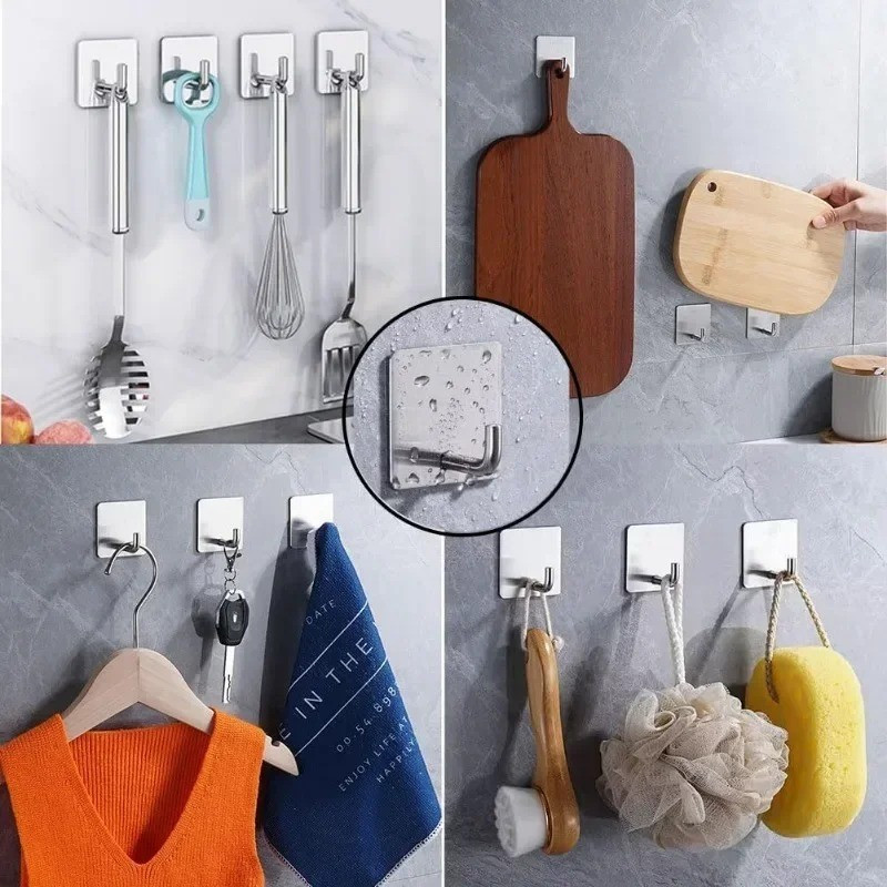 5 / 10 / 15 CÁI Móc treo tường bằng thép không gỉ / Nhà vệ sinh phòng tắm Không cần khoan Móc treo khăn