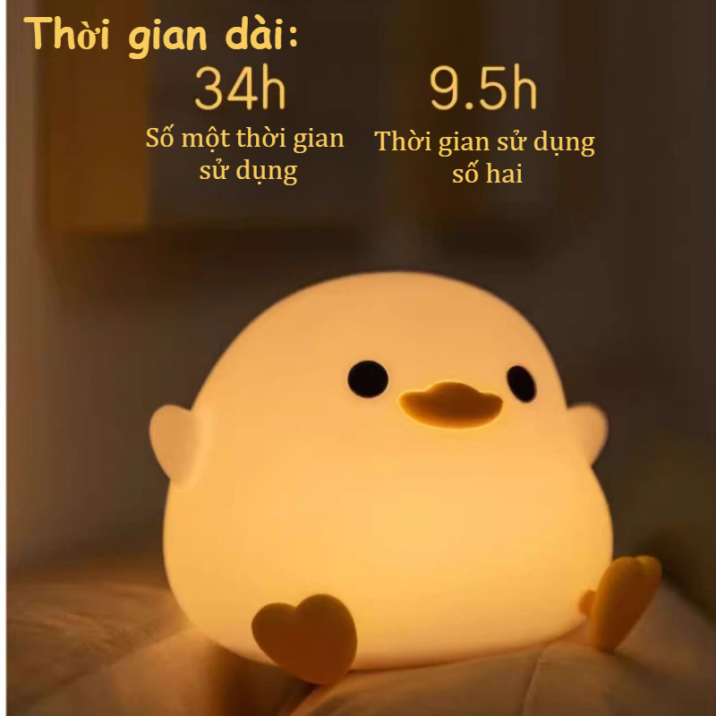 Đèn Ngủ Để Bàn Hình Vịt - Chất Liệu Silicon Mềm Mại, Cảm Ứng Thông Minh, Quà Tặng Sinh Nhật Ý Nghĩa - Free Ship