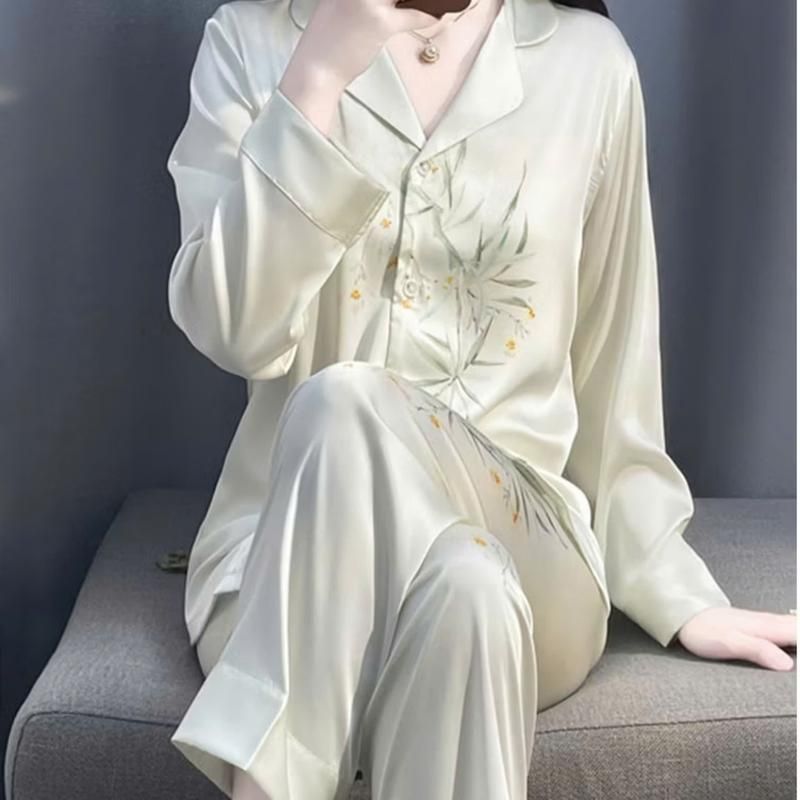 Đồ Bộ Nữ Pijama Bộ Lụa latin Tay Dài cổ sơ mi HÀNG MỚI VỀ CAO CẤP 40-60KG bigsize DD