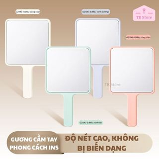 Gương Cầm Tay GECOMO (HD) - Gương Trang Điểm Thủy Tinh, Soi Rõ Không Biến Dạng, Tiện Lợi Mang Đi