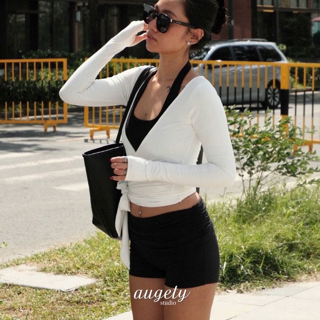 Quần Short Lưng Gập Nhún Eo Cạp Trễ Vải Thun Cao Cấp Augety Studio, RAYE SHORTS