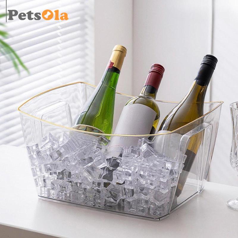 Thùng đá PETSOLA cho các bữa tiệc Đồ uống trong suốt Khay kem Xô uống để uống Chai bia sâm panh