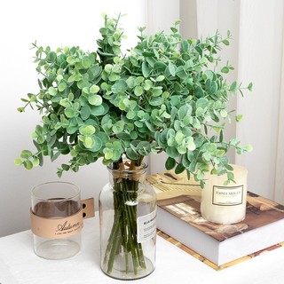 Cành Lá Khuynh Diệp Táo Giả 36cm Trang Trí Nhà Cửa Đạo Cụ Chụp Ảnh Decor Phòng Khách Đám Cưới Artificial Eucalyptus Leaves Plant Home Wedding Decoration Plastic Greenery Stems Autumn Purple Silk Flowers Bouquet 6pcs Office Table Modern Aesthetic DIY