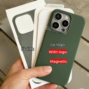 Xanh thông (Chính thức 1: 1) Silicon lỏng từ tính cho iphone 16 / 15 / 14 / 13 / 12 / ProMax / plus / mini Vỏ điện thoại chất lượng cao Hoạt hình bật lên
