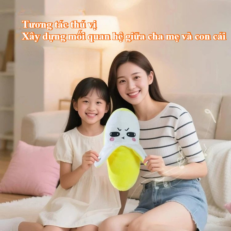 Chuối bông cảm ứng phát nhạc vui nhộn, đồ chơi tương tác thông minh, chất liệu bông mềm mịn, món quà vui nhộn cho bé yêu