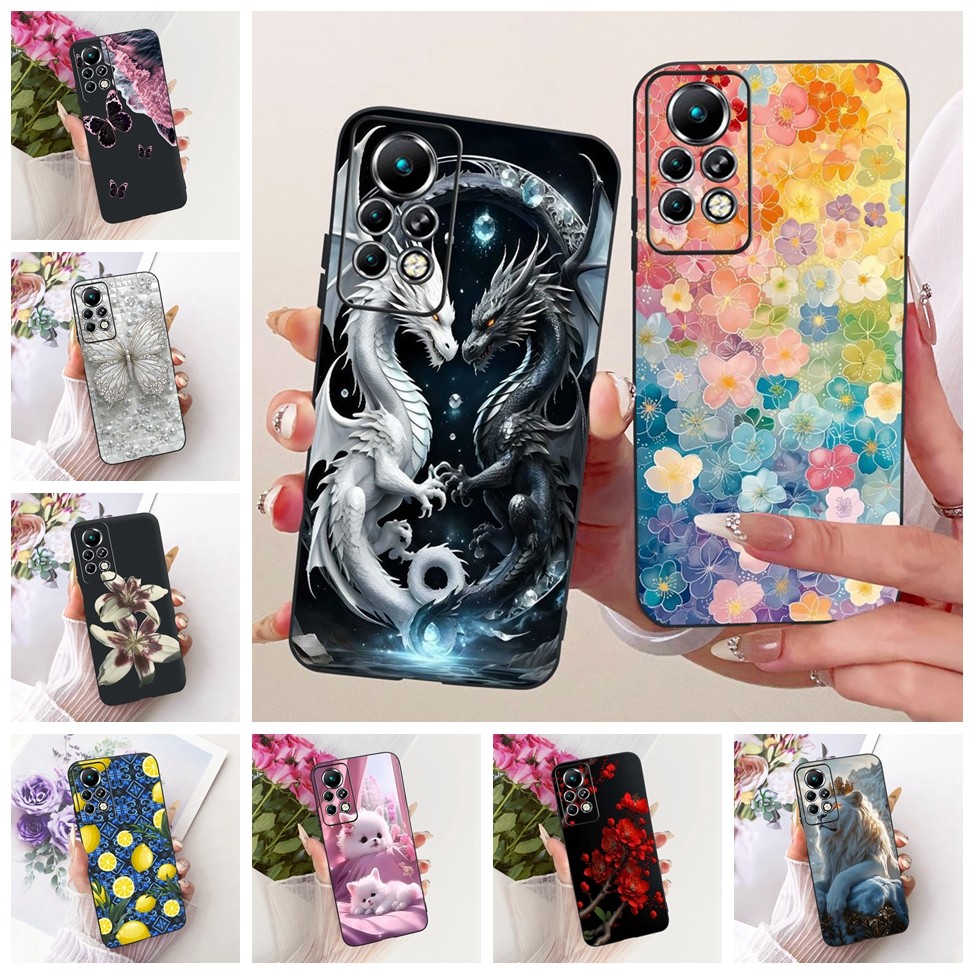 Infinix X698 Ốp Lưng Infinix Note 11S Vỏ Silicon Mèo Dễ Thương Thời Trang Bướm Ngộ nghĩnh Vỏ Mềm Sơn Thoáng Mát