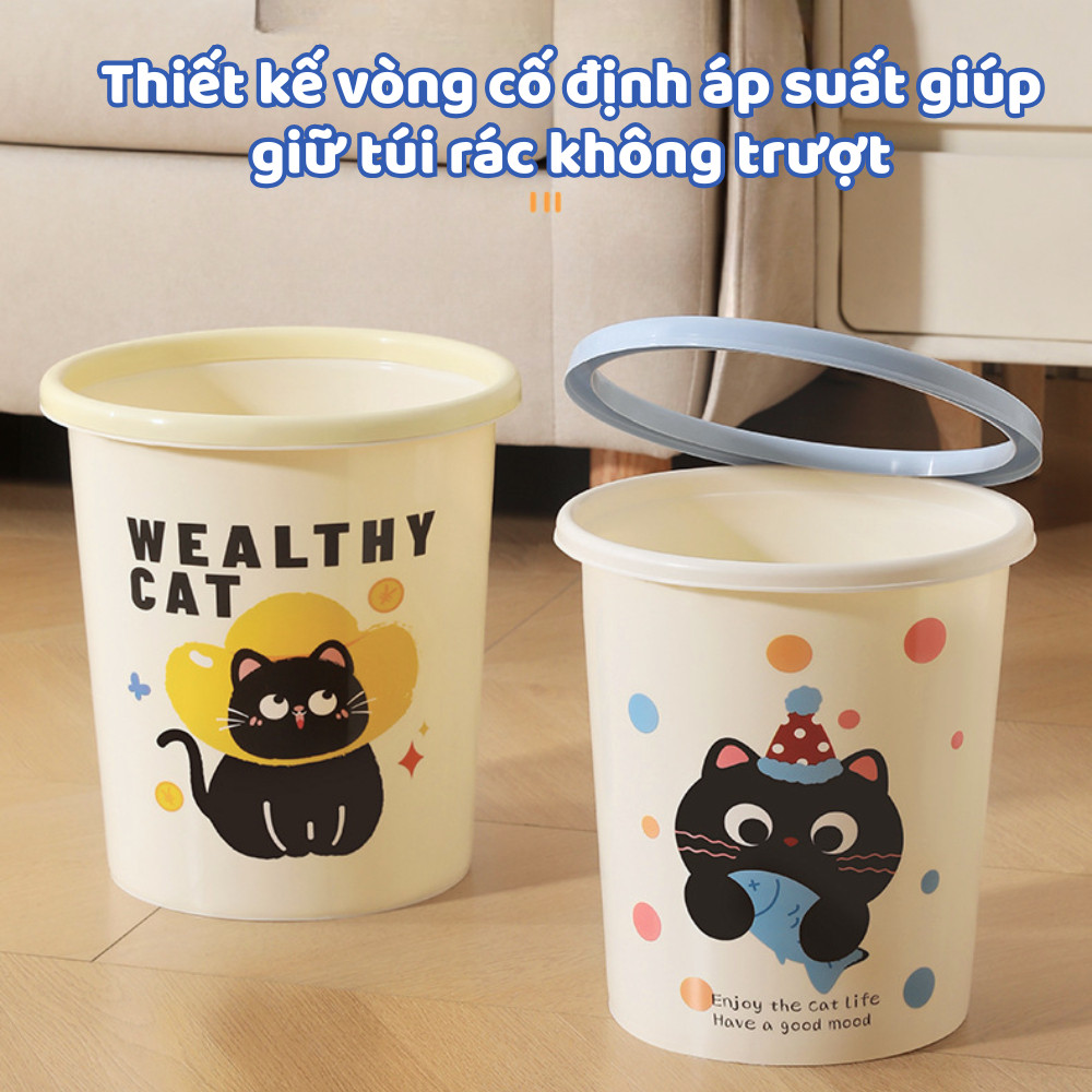 Thùng Rác Hình Mèo Dễ Thương Cao Cấp DINO, Giỏ Đựng Rác Dung Tích Lớn Decor Nhà Cửa