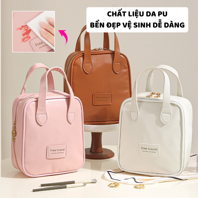 Túi Đựng Mỹ Phẩm Xách Tay ENODA HOME, Túi Da PU Đựng Đồ Trang Điểm Du Lịch Thiết Kế Chia Ngăn Hiện Đại TUIPU002