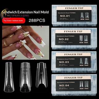 Csndices 140 / 280 chiếc Sandwich Dual Nail Forms Extensions-Hình thức thường ngày Khuôn dưới cùng hình vuông dài Hạnh nhân Nail Art Forms Dụng cụ làm móng tay VN