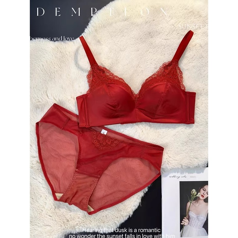 Áo ngực không dây ren Satin dành cho nữ tập hợp Bộ đồ lót mỏng