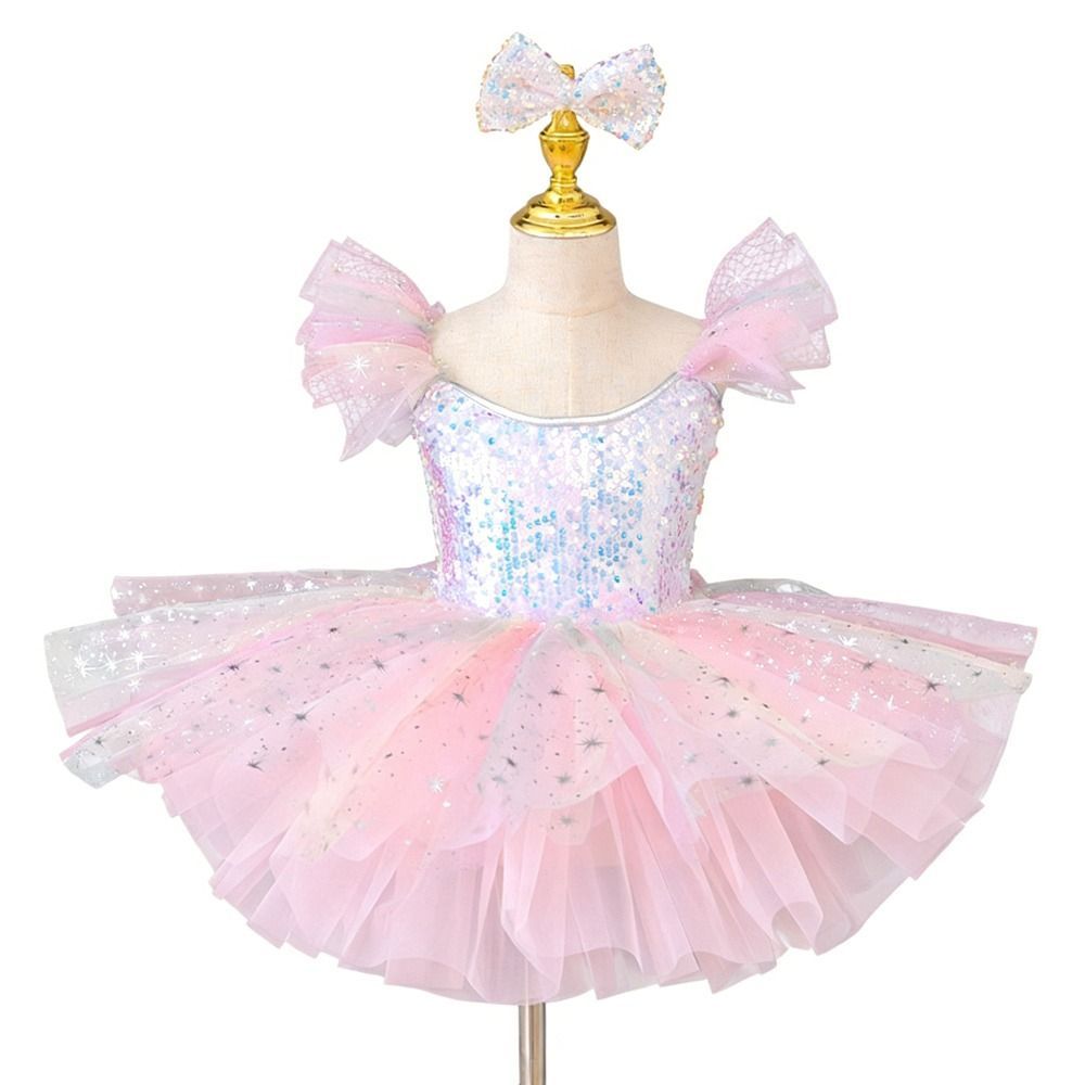 Đầm múa ba lê trẻ em FEDAOG, Đầm dự tiệc Sequin Ballet Tutu, Quần áo biểu diễn hiện đại phồng thời trang trẻ em