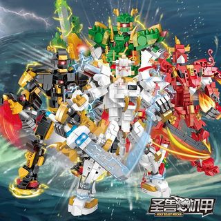 Tương thích với Lego Trắng Hổ Rồng Xanh Mecha Bốn Quái Vật Thần Thoại Lắp Ráp Mô Hình Bé Trai Đồ Chơi Suzaku Xuânwu Hình Đồ Trang Trí 8.3 HF4K