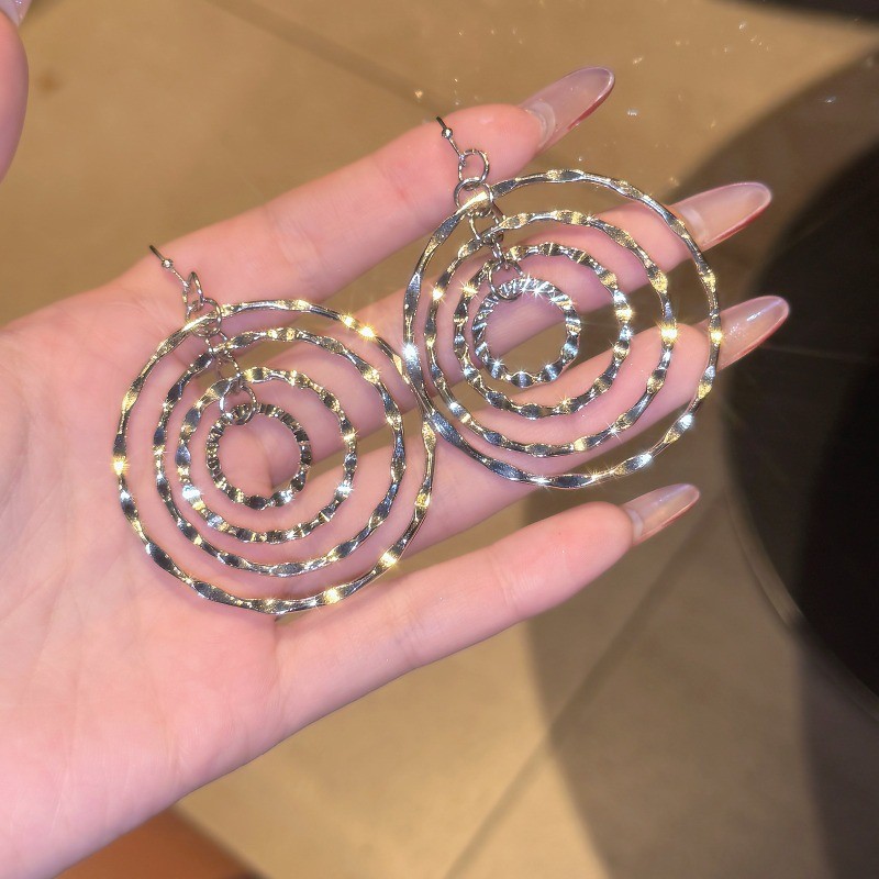 Thời Trang Vintage Hai Lớp Búa Vòng Mặt Dây Chuyền Bông Tai Nữ INS Hợp Kim Thanh Lịch Bông Tai Sinh Viên Quà Tặng