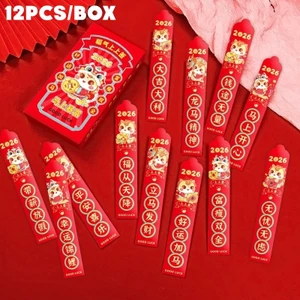 12 Cái / bộ Phong Bì Đỏ Vẽ May Mắn Sáng Tạo 2026 | Trượt may mắn năm ngựa cho quà tặng năm mới
