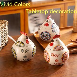 Gốm Hen Muối Cellar Có Nắp Và Thìa Dễ Thương Gà Bánh Quy Lọ Muối Giá Đỡ Cho Quầy Cà Phê Đường Gia Vị Và Kẹo
