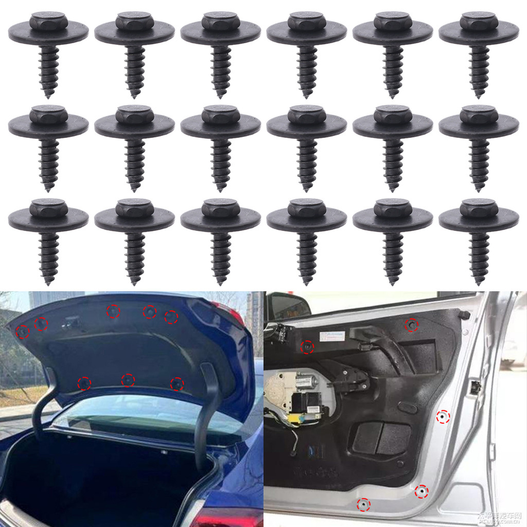 10 / 30 / 50 Cái Vít Tự Khai Thác Bằng Thép Đen Cho Xe BMW Mercedes Bumper Fender| Chốt nắp động cơ tự động Hex Head Thread|Bộ sửa chữa viền thân xe ô tô